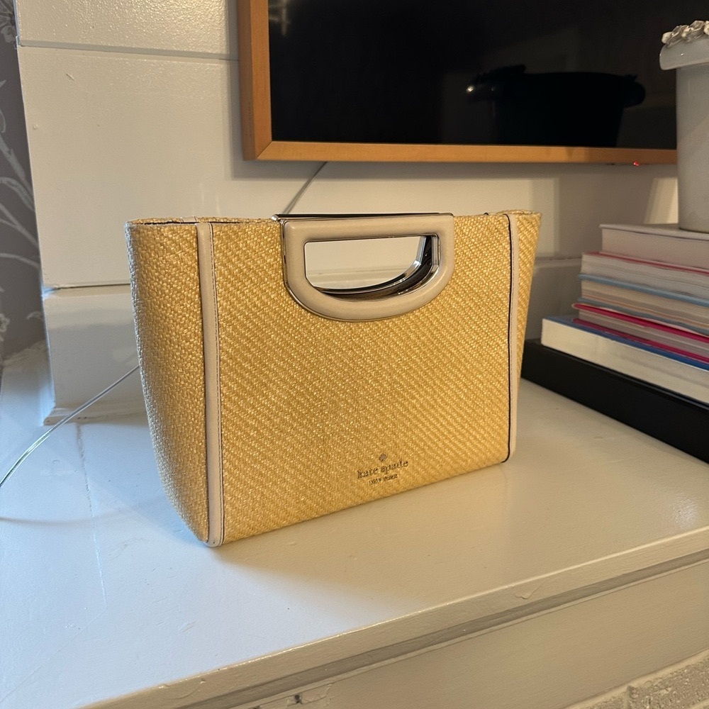 Kate Spade Straw and White Leather Handbag
